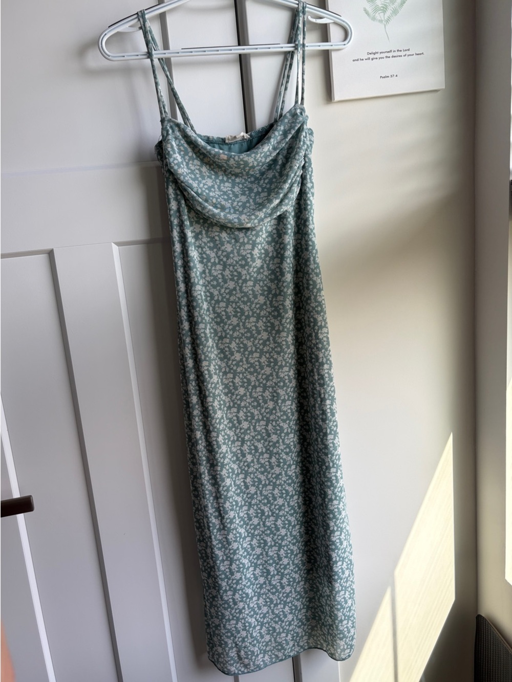 See You Monday Sage Green Floral Cowl Neck Maxi Dress